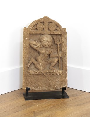 Lot 78 - An Indian sandstone panel stele depicting Varahi