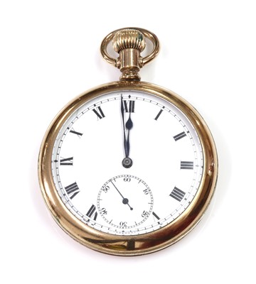 Lot 461 - A rolled gold Rolex top wind open-faced pocket watch
