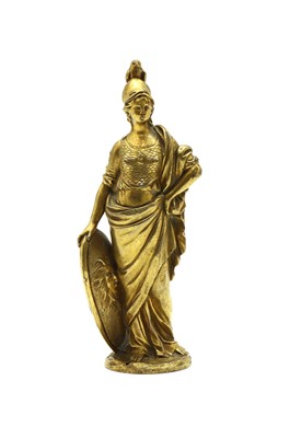 Lot 249 - A small heavy gilt bronze sculpture of Minerva