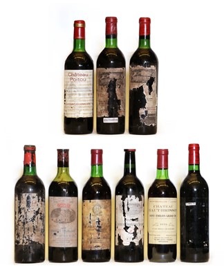 Lot 228 - Assorted Red Bordeaux: Chateau Bourgneuf, Pomerol, 1982, one bottle and eight various others
