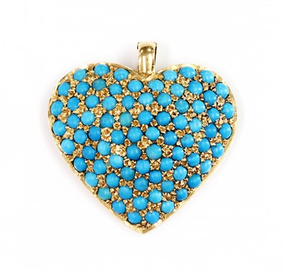 Lot 400 - A turquoise set heart shaped pendant/enhancer