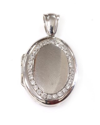 Lot 421 - An 18ct white gold diamond set hinged locket, by Charles Green