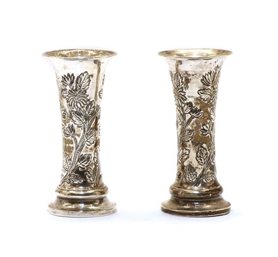 Lot 25 - Pair of Edwardian silver posy vases