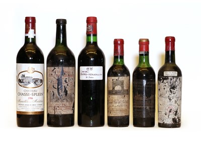 Lot 229 - Assorted Bordeaux: Ch Grand Puy Lacoste,Pauillac, 1962, one bottle and five variously sized others
