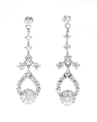Lot 379 - A pair of American diamond set drop earrings
