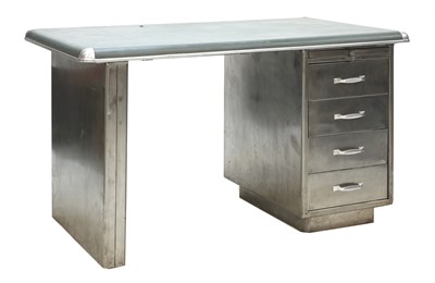 Lot 764 - A polished steel desk