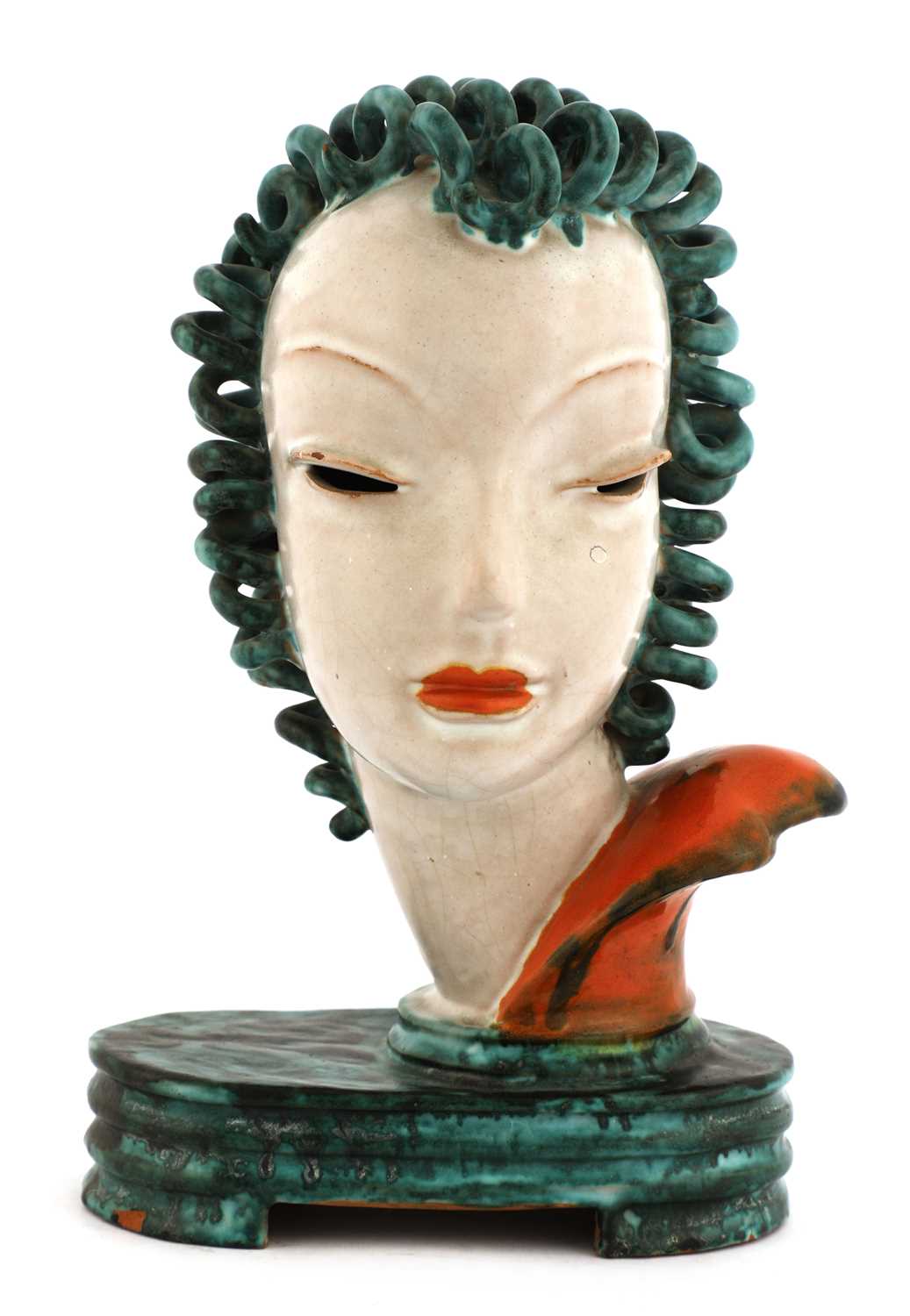 Lot 167 - A Goldscheider pottery free-standing bust of a lady