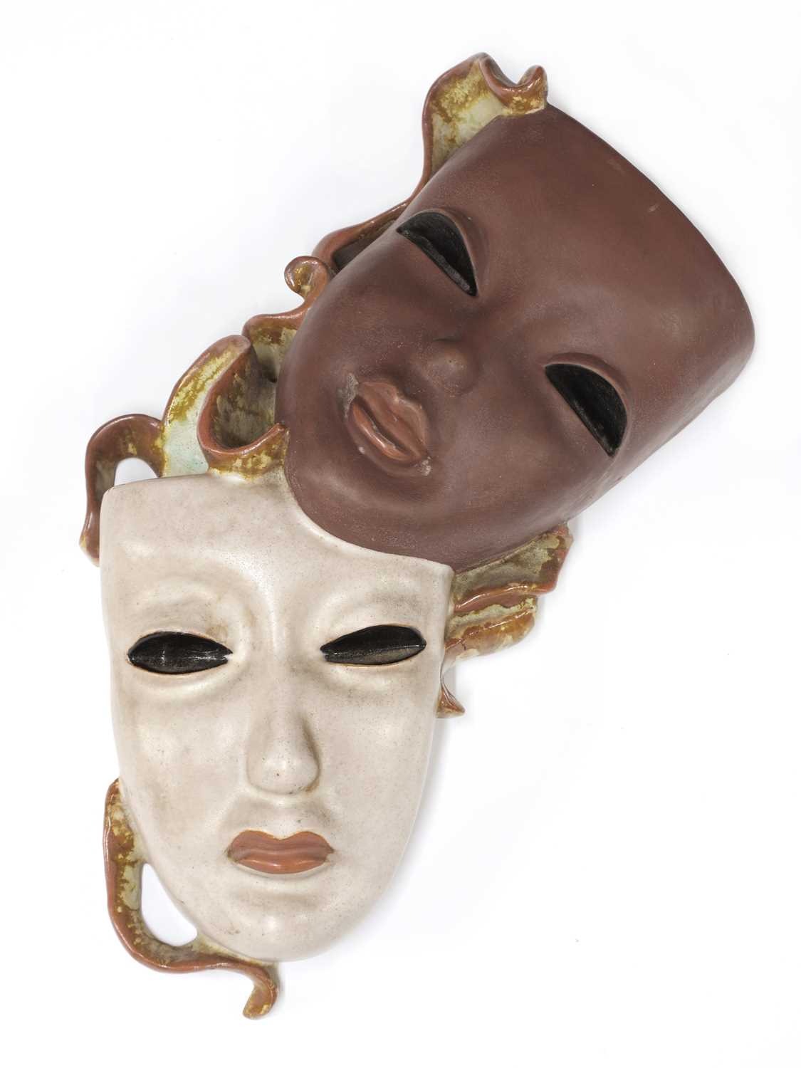 Lot 166 - A rare Goldscheider pottery double wall mask 'Comedy and Tragedy