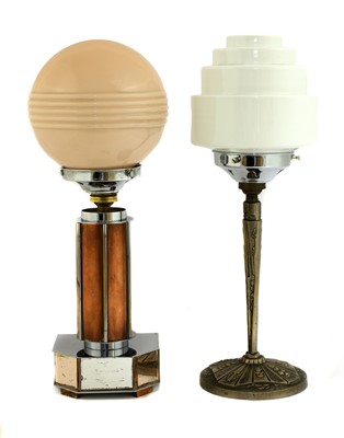 Lot 226 - Two Art Deco chrome table lamps