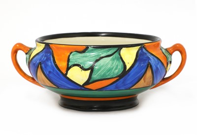 Lot 275 - A Clarice Cliff 'Double V' twin-handled bowl