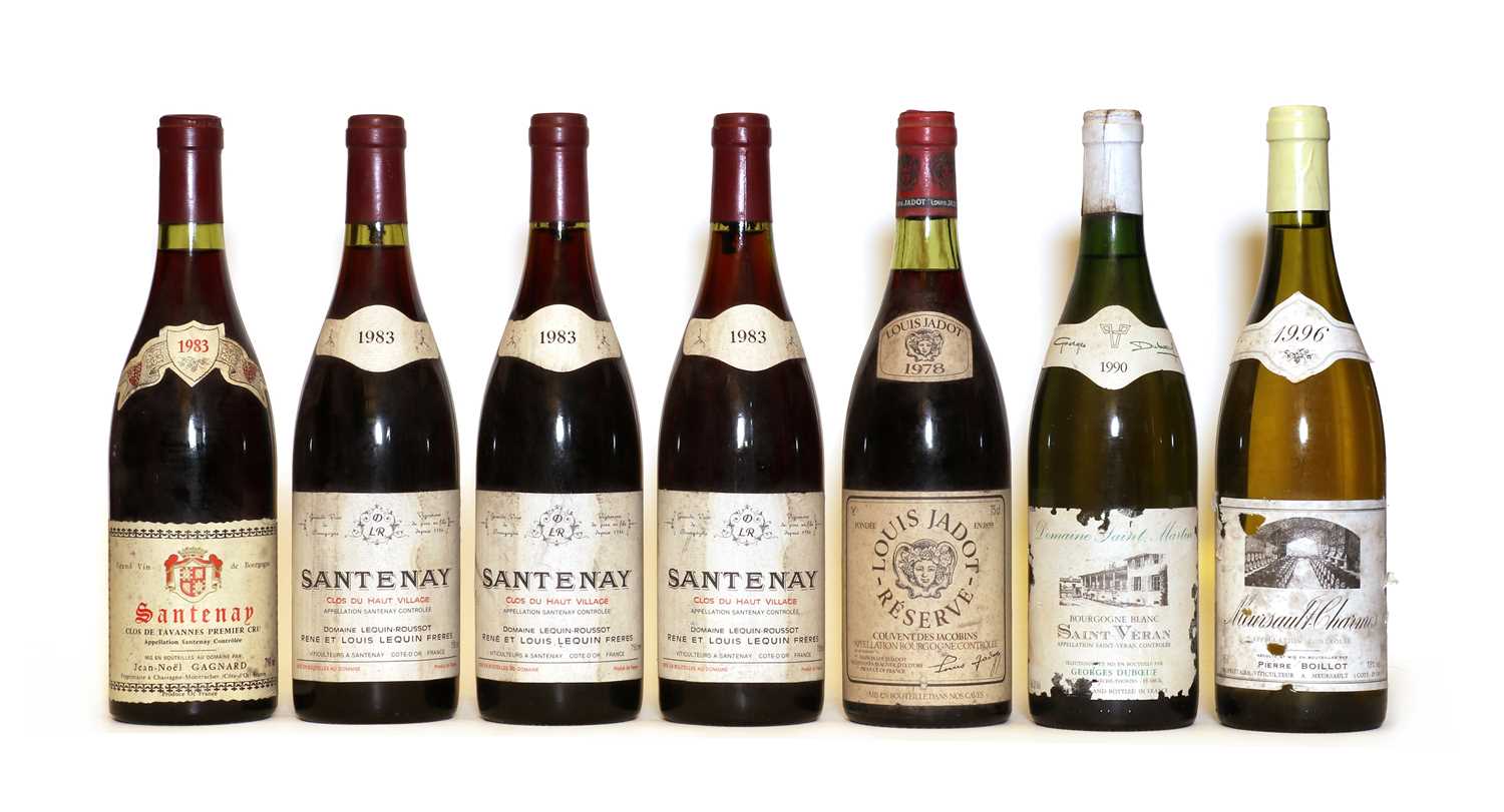 Lot 293 - Assorted Burgundy: Santenay, Domaine Lequin Roussot, 1983, three bottles and four various others