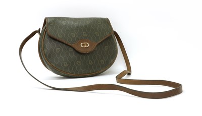 Lot 538 - A Christian Dior green 'Honeycomb' coated canvas satchel bag