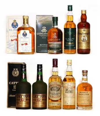 Lot 429 - Assorted whisky: King George IV, Blended Scotch Whisky, 1970s bottling, 1 bottle & 8 various others