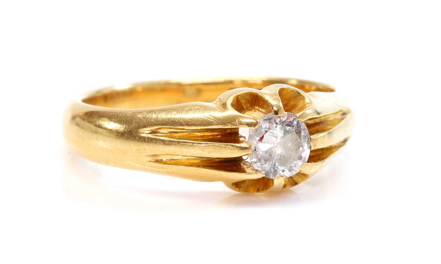 Lot 137 - A gentlemen's 18ct gold single stone diamond ring