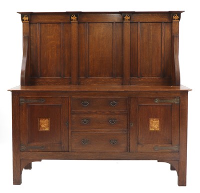 Lot 104 - A rare Arts and Crafts oak and inlaid sideboard