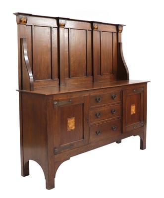 Lot 104 - A rare Arts and Crafts oak and inlaid sideboard