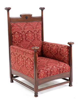 Lot 102 - An Arts and Crafts mahogany throne chair