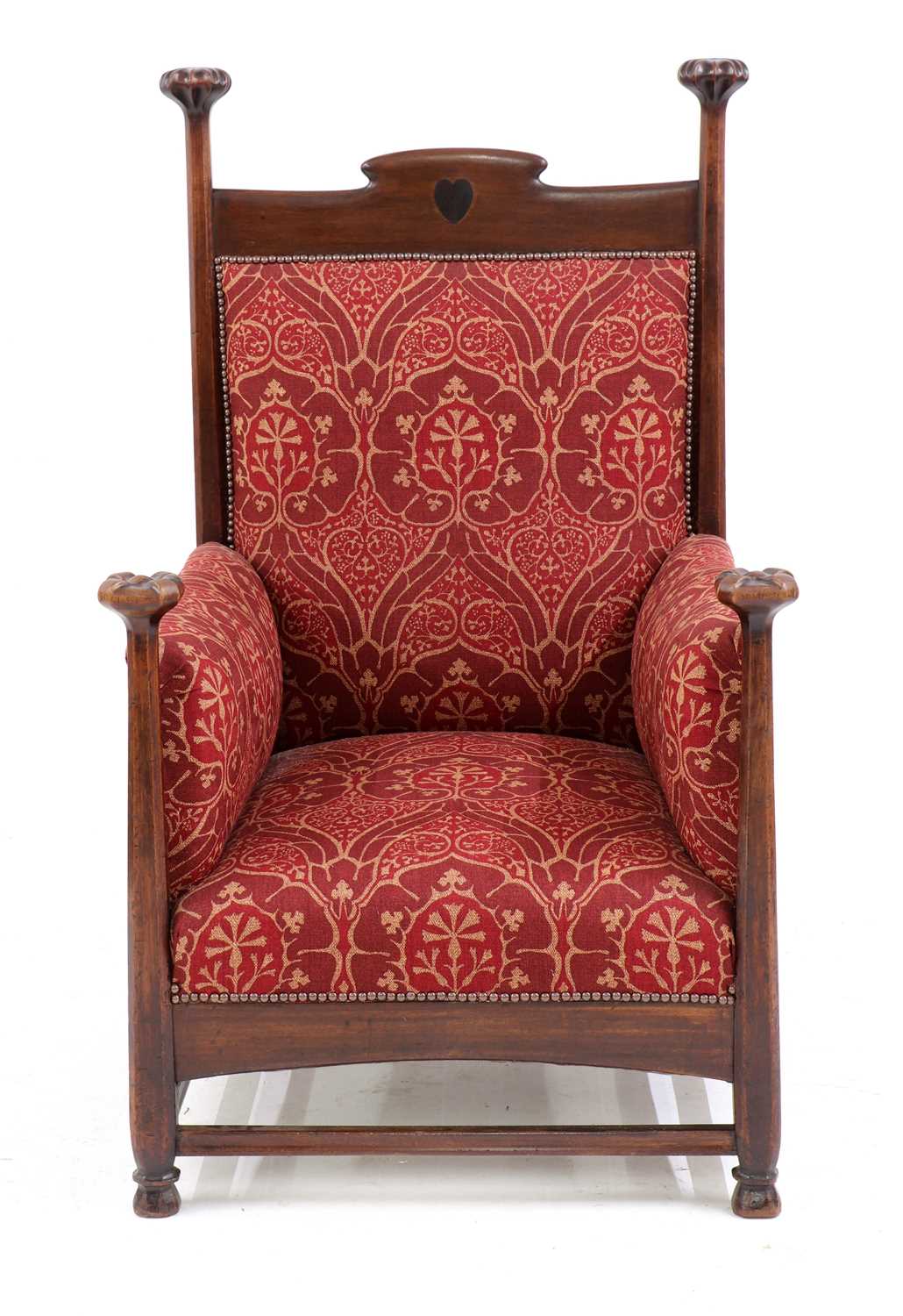Lot 102 - An Arts and Crafts mahogany throne chair