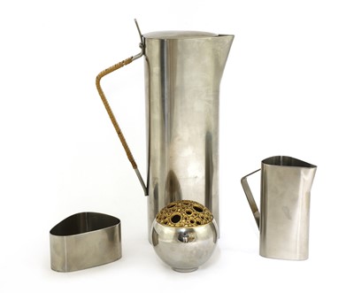 Lot 595 - A Danish stainless steel three-piece coffee set
