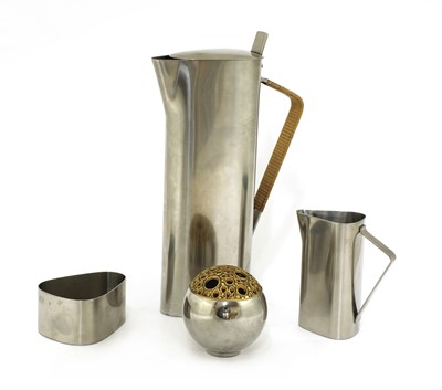 Lot 595 - A Danish stainless steel three-piece coffee set