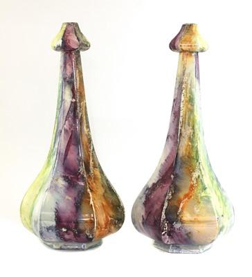 Lot 156 - A pair of Arabia Finland 'Loistomarmori' lustre vases