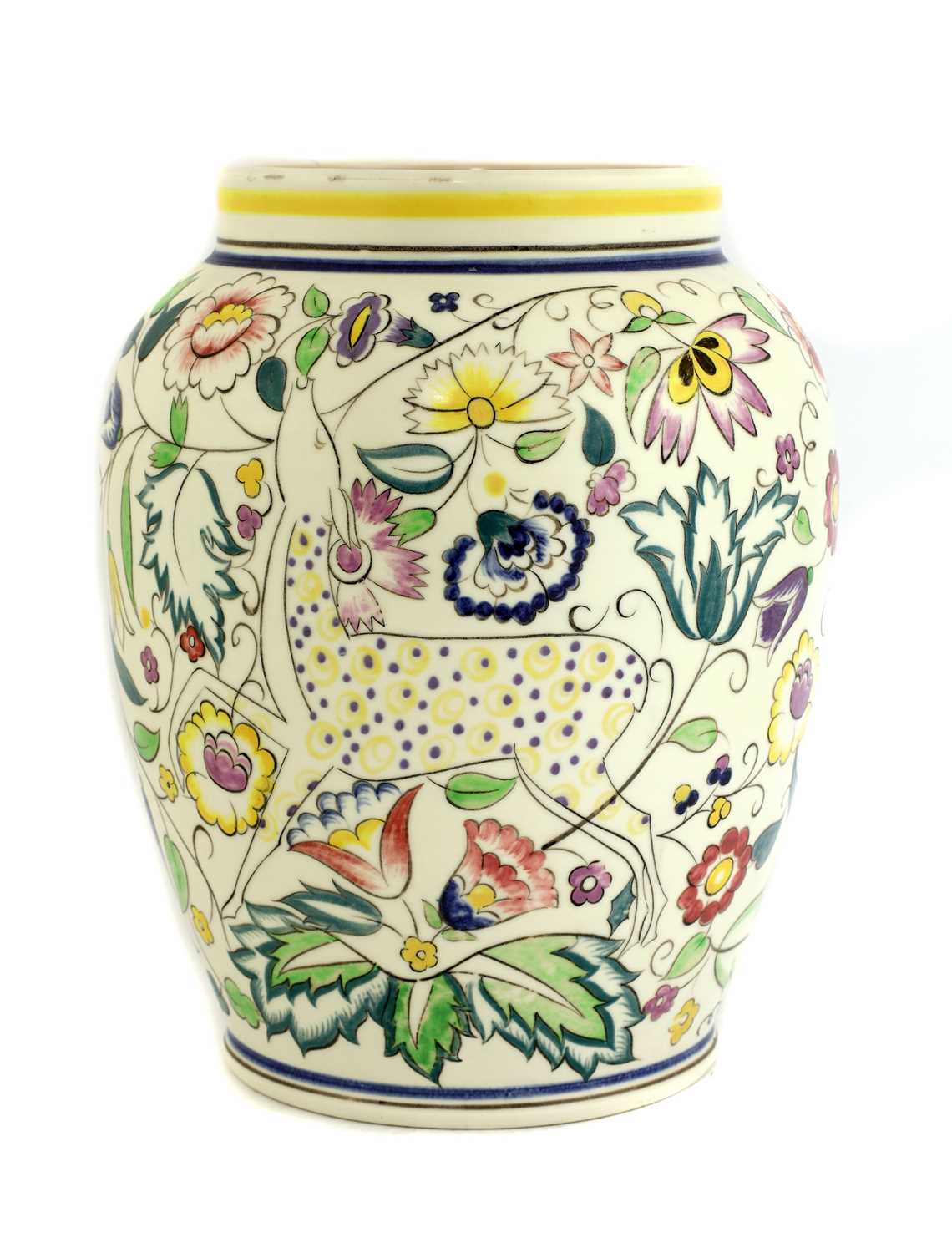 Lot 501 - A Poole pottery 'Persian Deer' vase
