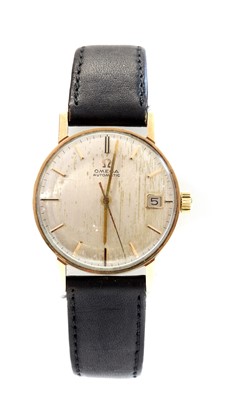 Lot 480 - A gentlemen's 9ct gold Omega automatic strap watch, c.1960