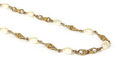 Lot 1307 - A 9ct gold cultured freshwater pearl necklace