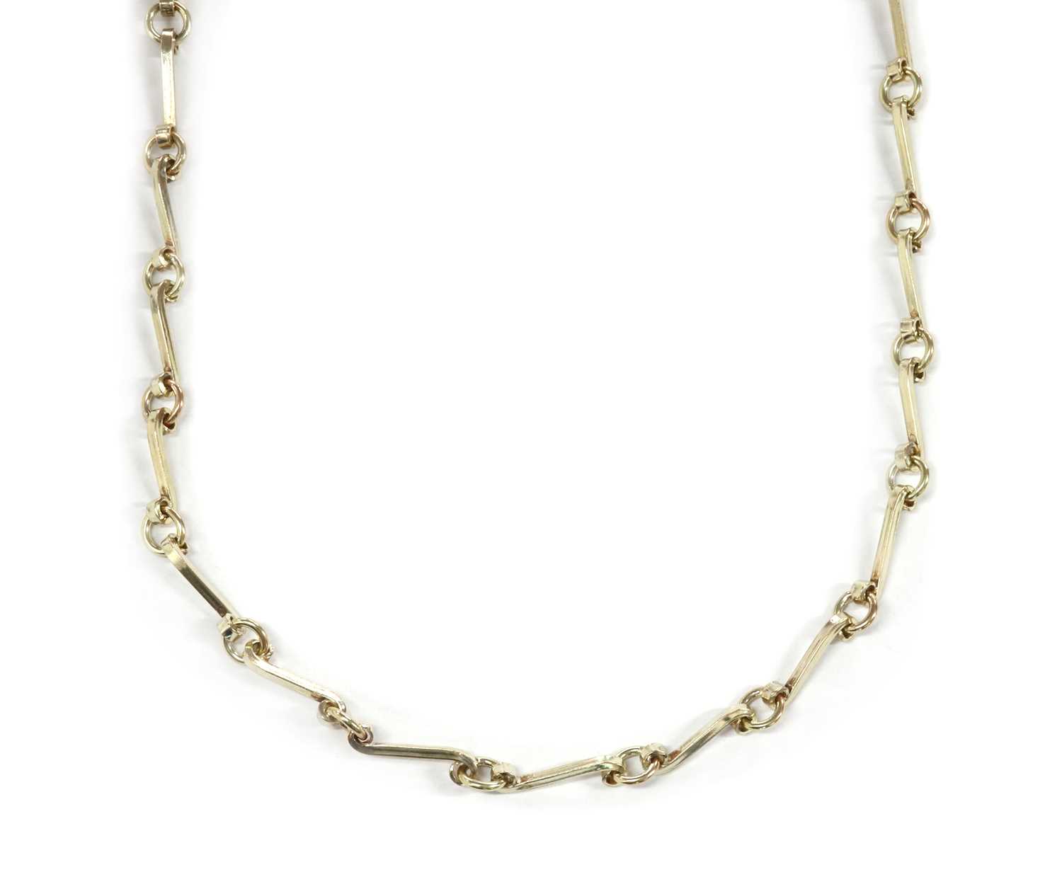 Lot 1126 - A 9ct gold handmade scroll link necklace