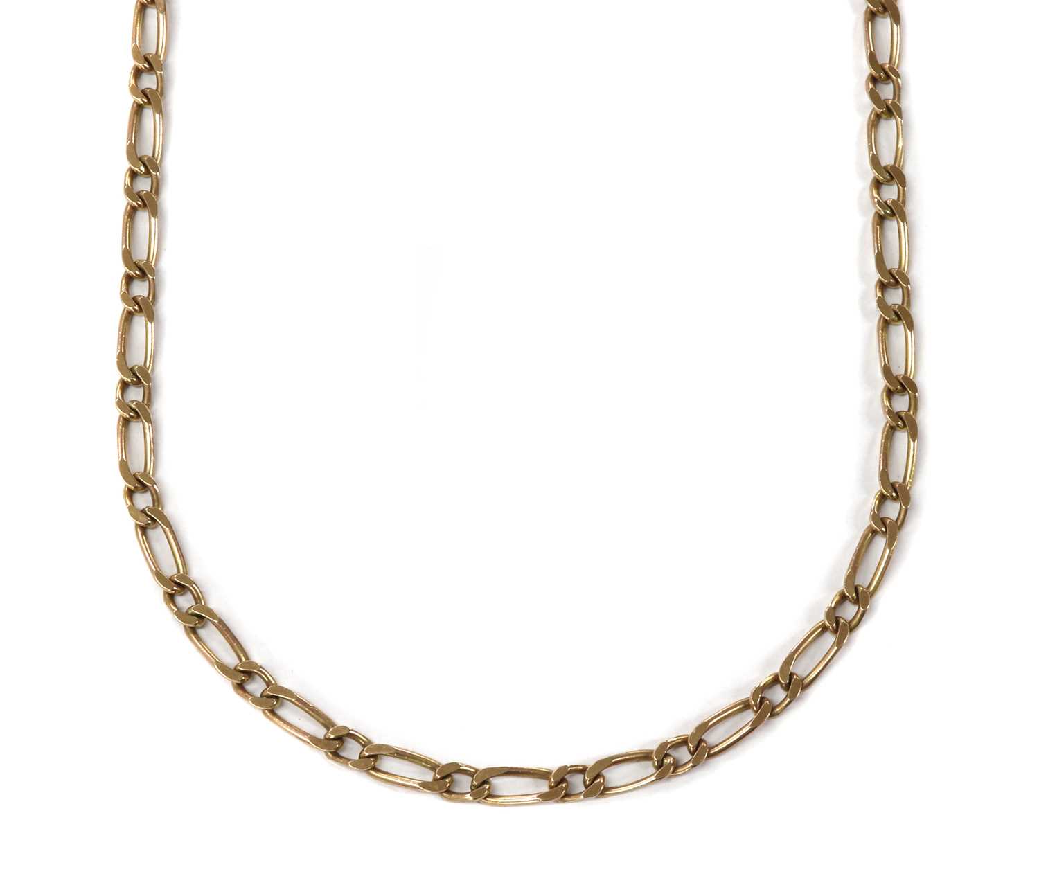 Lot 1136 - A 9ct gold 1/1 figaro link chain
