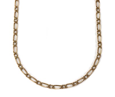 Lot 1136 - A 9ct gold 1/1 figaro link chain