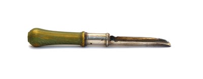 Lot 20 - A silver and stained ivory apple corer