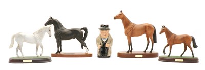 Lot 164 - Four china horse models and a Winston Churchill Toby jug