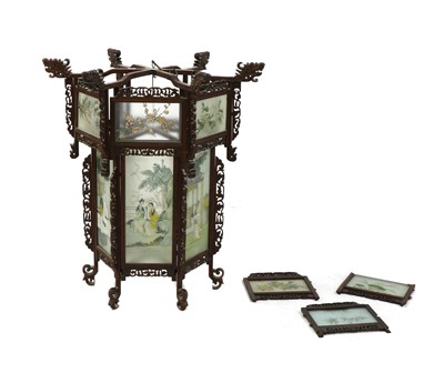 Lot 339 - A Chinese hardwood lantern