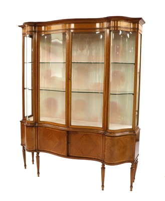 Lot 219 - An Edwardian satinwood and mahogany display cabinet