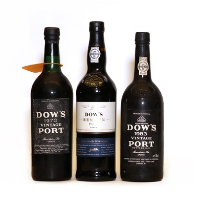 Lot 356 - Assorted Dows Port: Vintage Port, 1970, one bottle and two various others