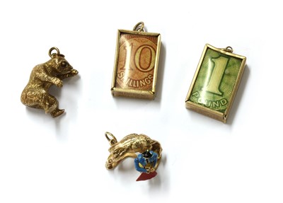 Lot 1403 - Four gold charms