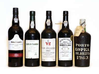 Lot 360 - Assorted Vintage Port:: Kopke, Colheita Port, 1963, one bottle and four various others