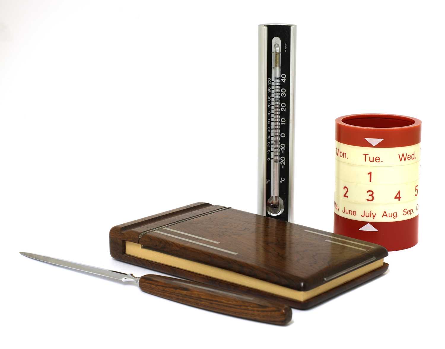 Lot 169 - A Danish rosewood and silver-mounted notepad and letter opener
