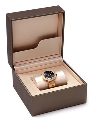 Lot 361 - A ladies' 18ct rose gold Bulgari 'Lucea' diamond set automatic bracelet watch