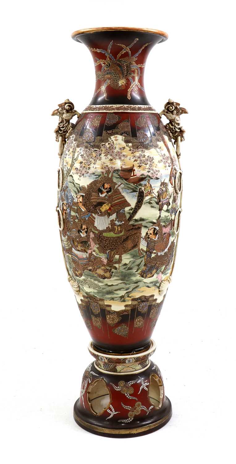 Lot 105 - A large Japanese Satsuma vase