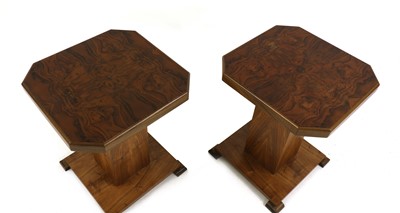 Lot 311 - A pair of Art Deco walnut side tables