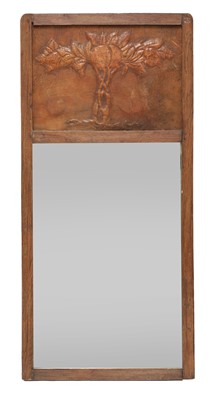 Lot 334 - An Arts and Crafts oak wall mirror