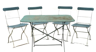Lot 425 - A green painted metal folding garden table
