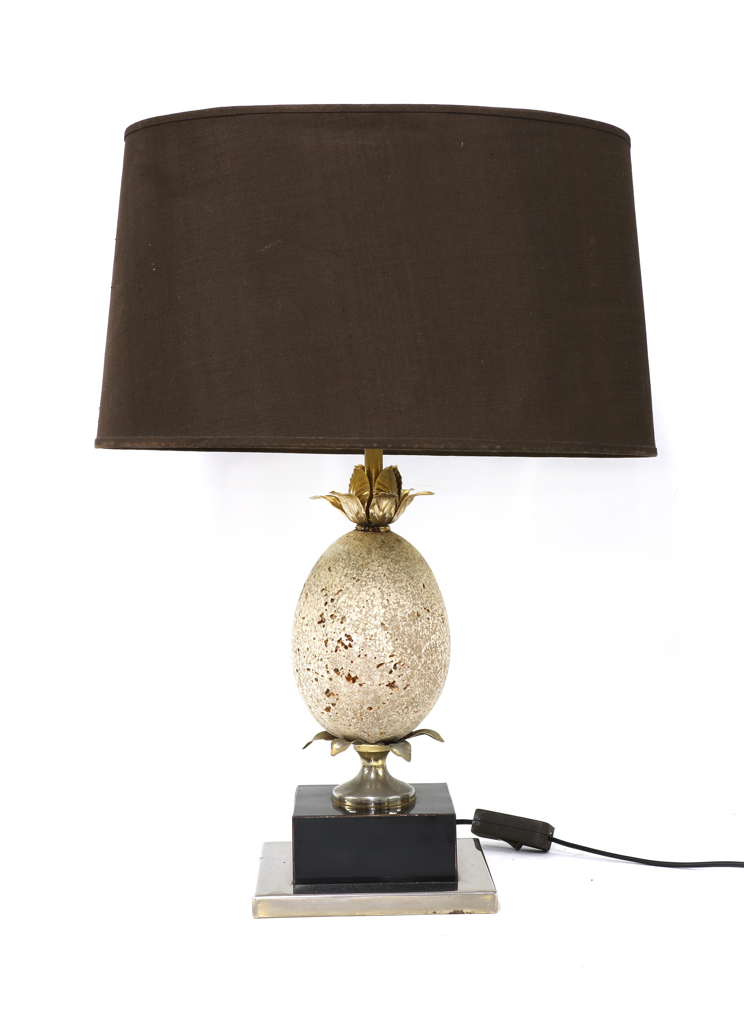 Lot 202 A stone ostrich egg table lamp,