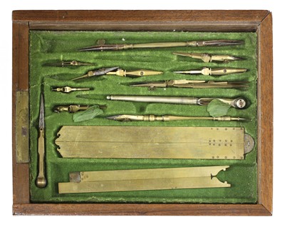 Lot 236 - A French brass draughtsman's set