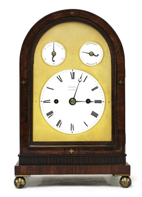 Lot 17 - A Regency brass inlaid rosewood mantel clock