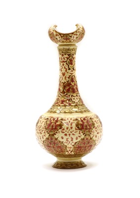 Lot 154 - A Zsolnay-Pecs-style porcelain bottle vase