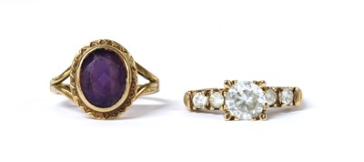 Lot 173 - A 9ct gold single stone amethyst ring