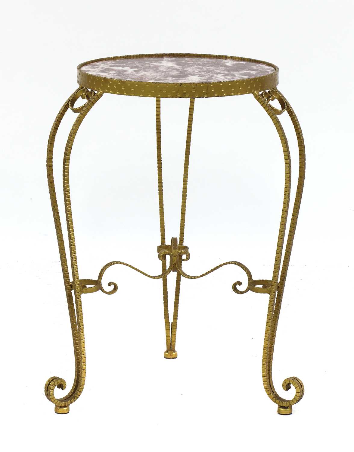 Lot 173 - A French wrought iron and marble side table